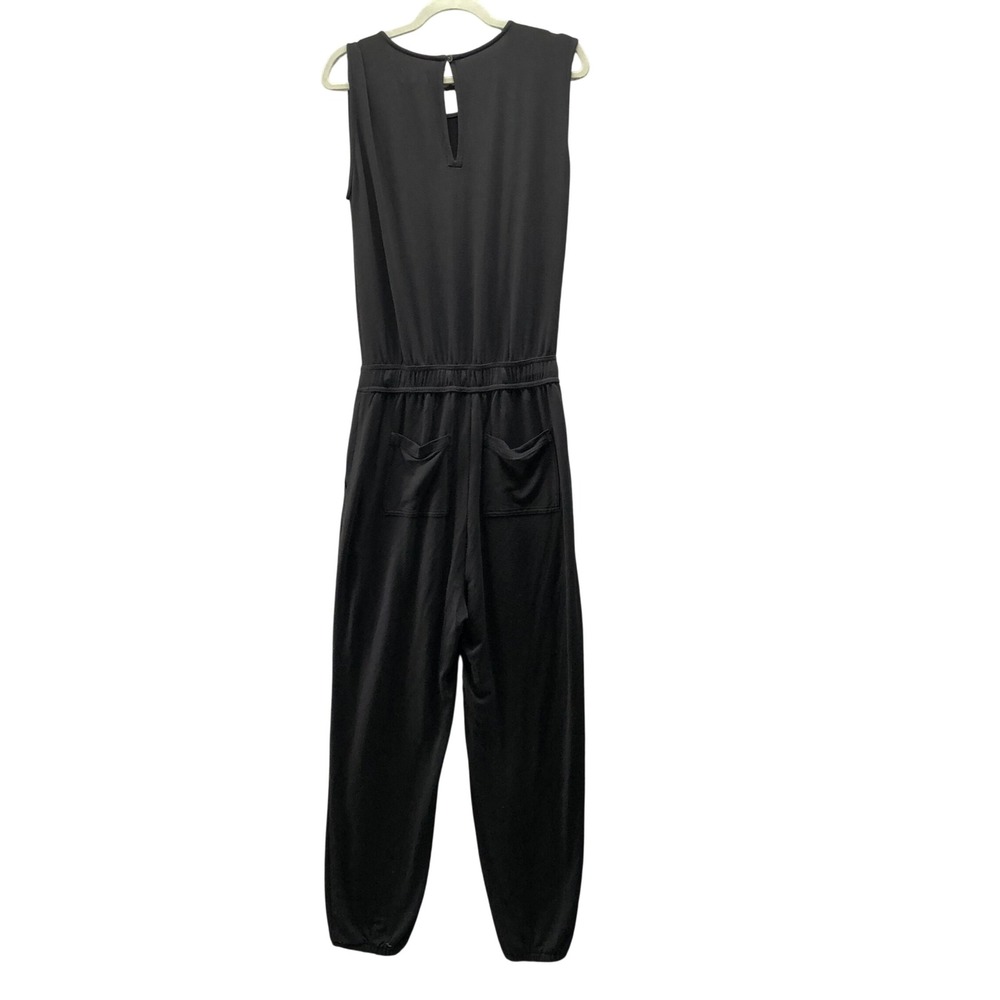 Lou & Grey Signaturesoft Jogger Jumpsuit Womens‎ S Black Sleeveless Drawstring